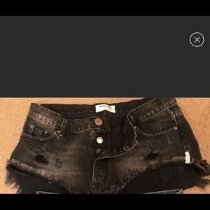ONE TEASPOON Black Denim Rollers Shorts size 29